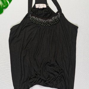 Black beaded racer back tank